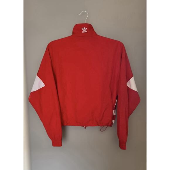Adidas Womens XS Large Logo Red Track Zip Up Jacket Athleisure Retro Streetwear - Picture 4 of 11